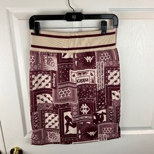 Kappa Longuette Bandana Red Beige Skirt Bodycon Size Medium